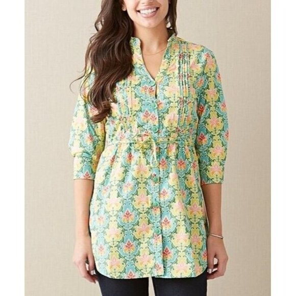 Matilda Jane Sz S Womens Button Down Shirt Mini Dress Tunic Top Floral Print - Picture 12 of 13